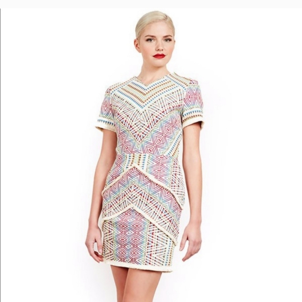 Adelyn Rae Multicolor Geometric Pattern Short Dress